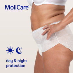MoliCare product with day and night protection text on a white background