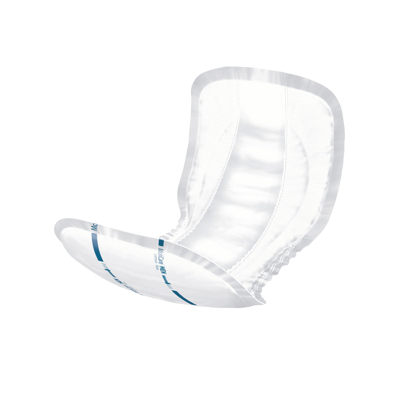 Clear plastic product with blue text on a white background