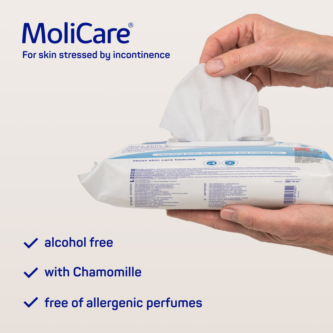 MoliCare skin care tissues packaging on a white background