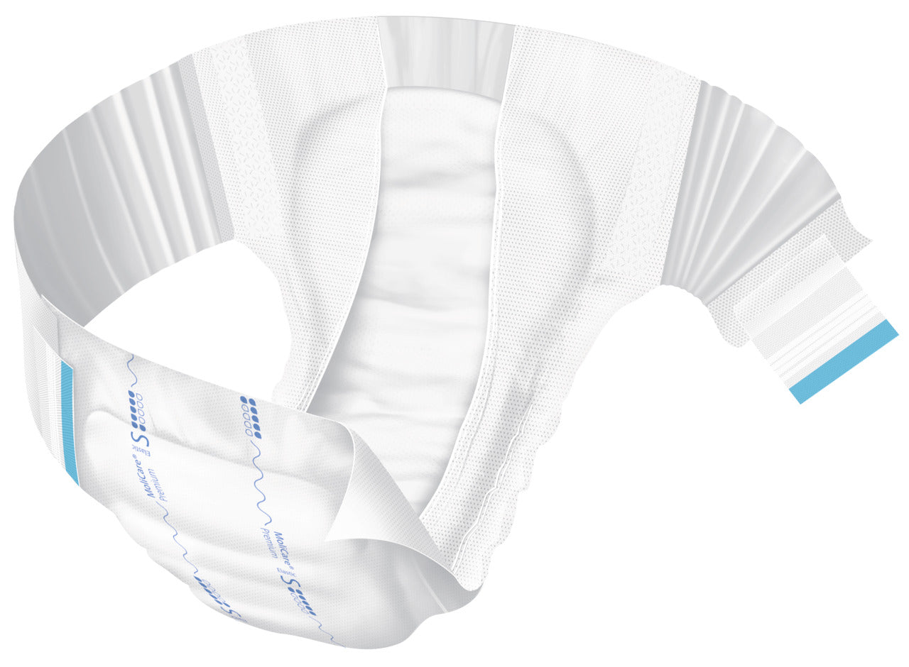 White medical bandage with blue accents on a white background