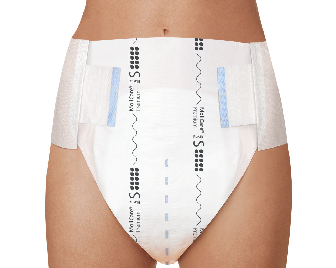 White incontinence pants with brand logo on a white background