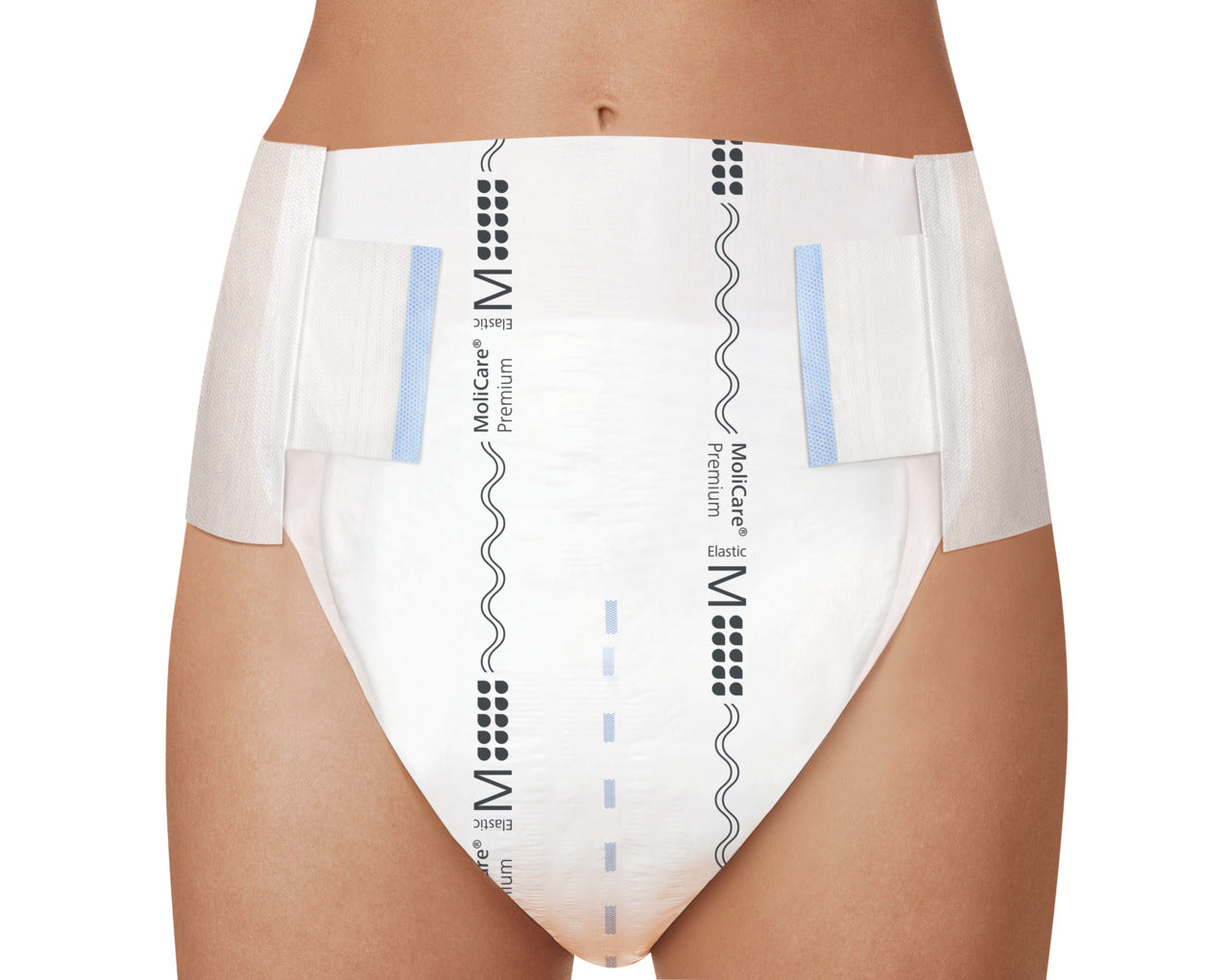 White incontinence pants with brand logo on a white background