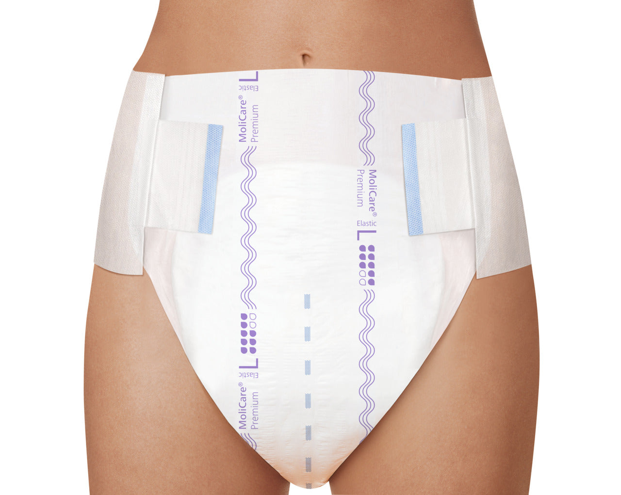 White incontinence pants with brand logo on a white background