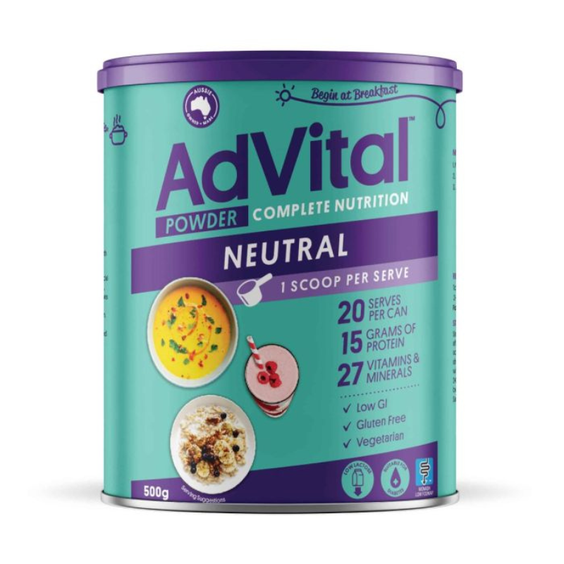 AdVital powder complete nutrition canister on a white background