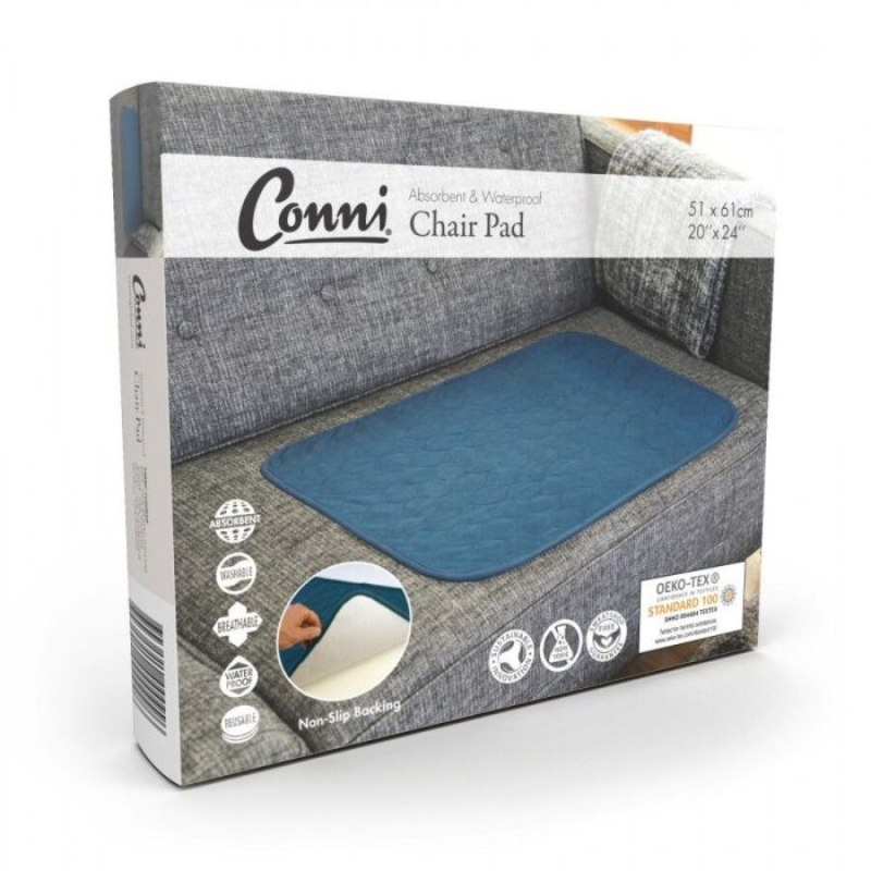 Packaging of Conni Chair Pad with blue pad inside