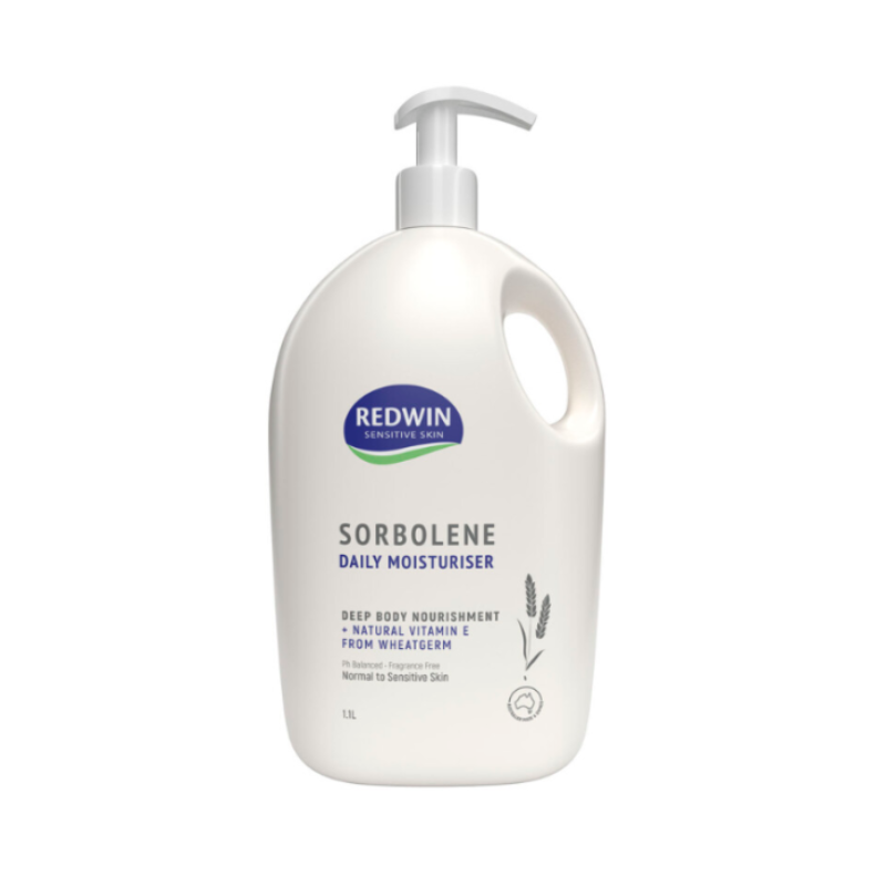 Redwin Sorbolene daily moisturizer bottle on a white background