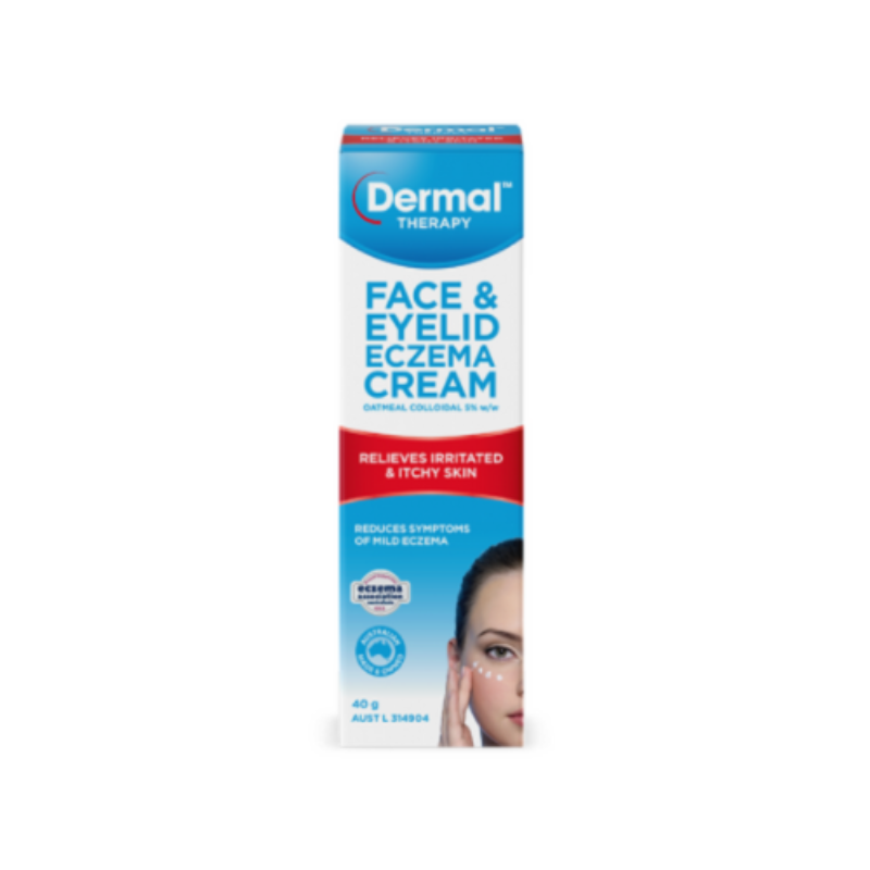 Dermal Therapy Face & Eyelid Eczema Cream packaging on a white background