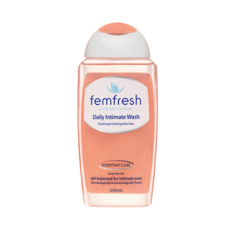 Femfresh daily intimate wash bottle on a white background