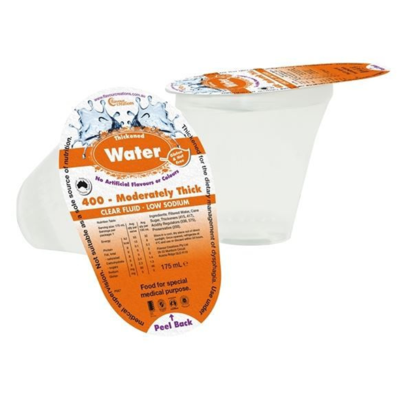 Flavour Creations Water Moderately Thick 400 Dysphagia Cup 175ml WATER400 (Box of 24)