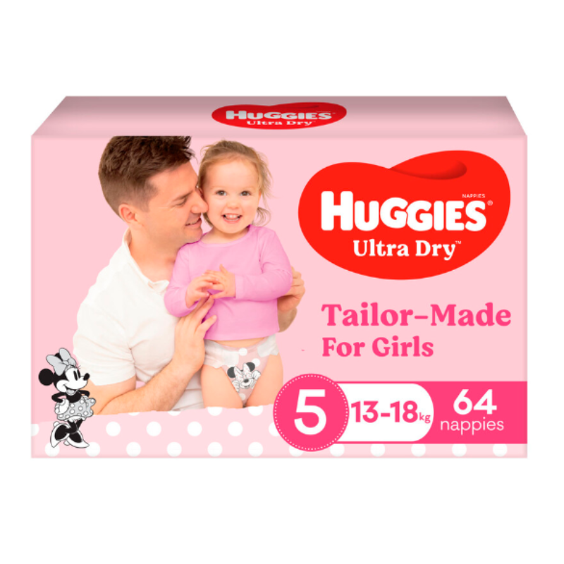 Huggies Nappies Ultra Dry Walker Girls Size 5 13-18kg 2118 (Box of 64)