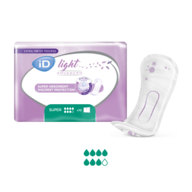 ID Light Advanced sanitary product packaging with a single pad on a white background