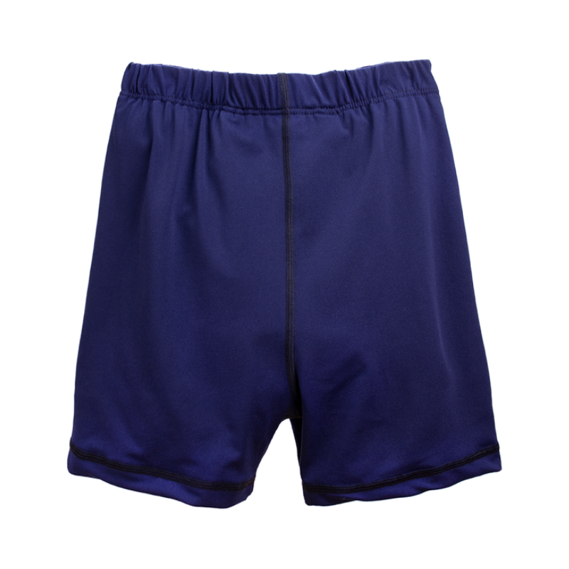 Navy blue shorts on a white background