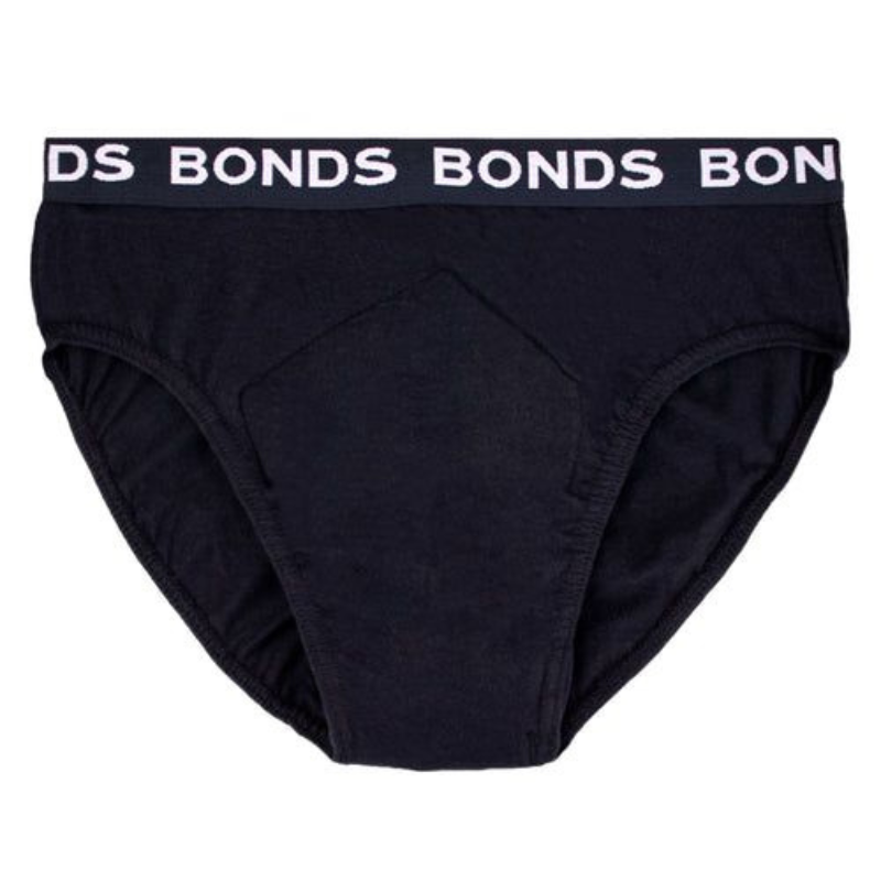 Black men's underwear with 'DS Bonds' waistband on a white background
