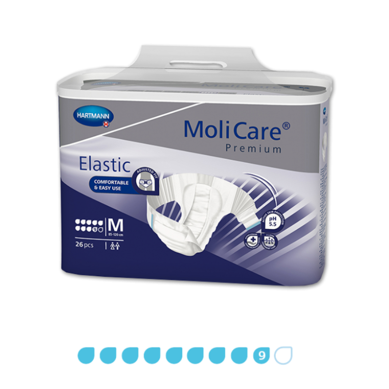 MoliCare Premium elastic adult diaper package on a white background