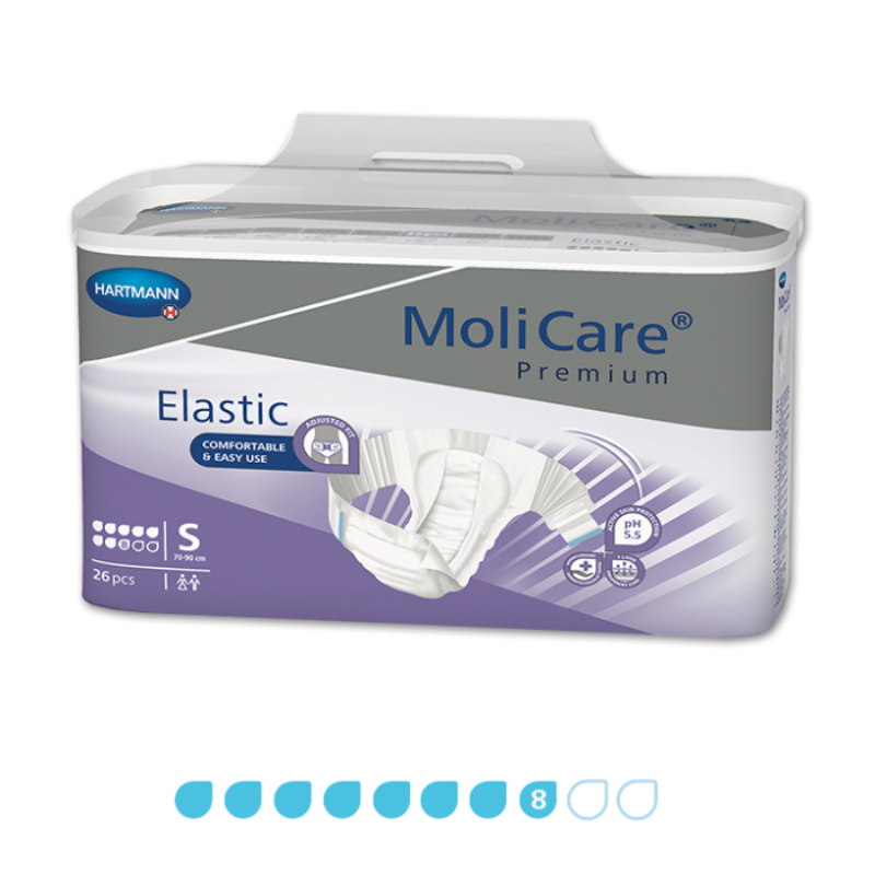 MoliCare Premium Elastic packaging with Hartmann logo on a white background