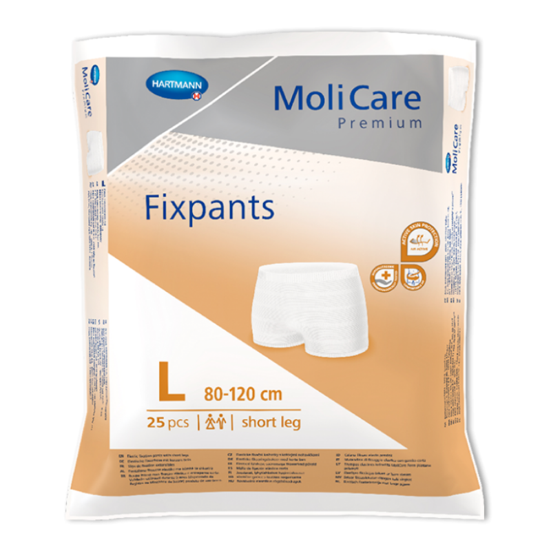 Package of MoliCare Premium Fixpants with product details on a white background