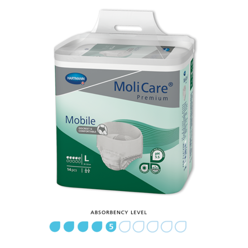 MoliCare Premium Mobile adult diaper package on a white background