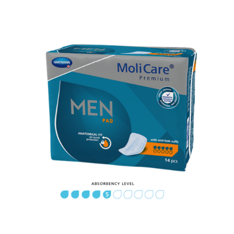 MoliCare Premium Men pad packaging on a white background