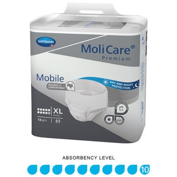 MoliCare Premium Mobile diaper package on a white background
