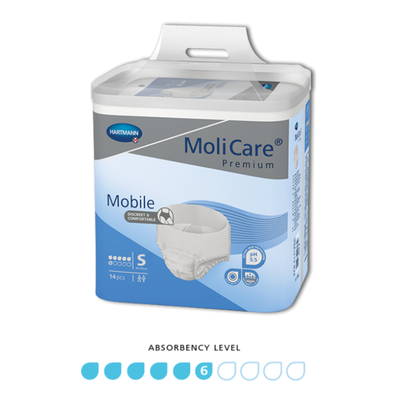 MoliCare Premium Mobile adult diaper packaging on a white background