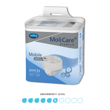 MoliCare Premium Mobile diaper packaging on a white background