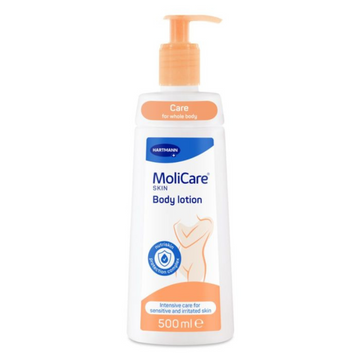 Molicare body lotion bottle on a white background