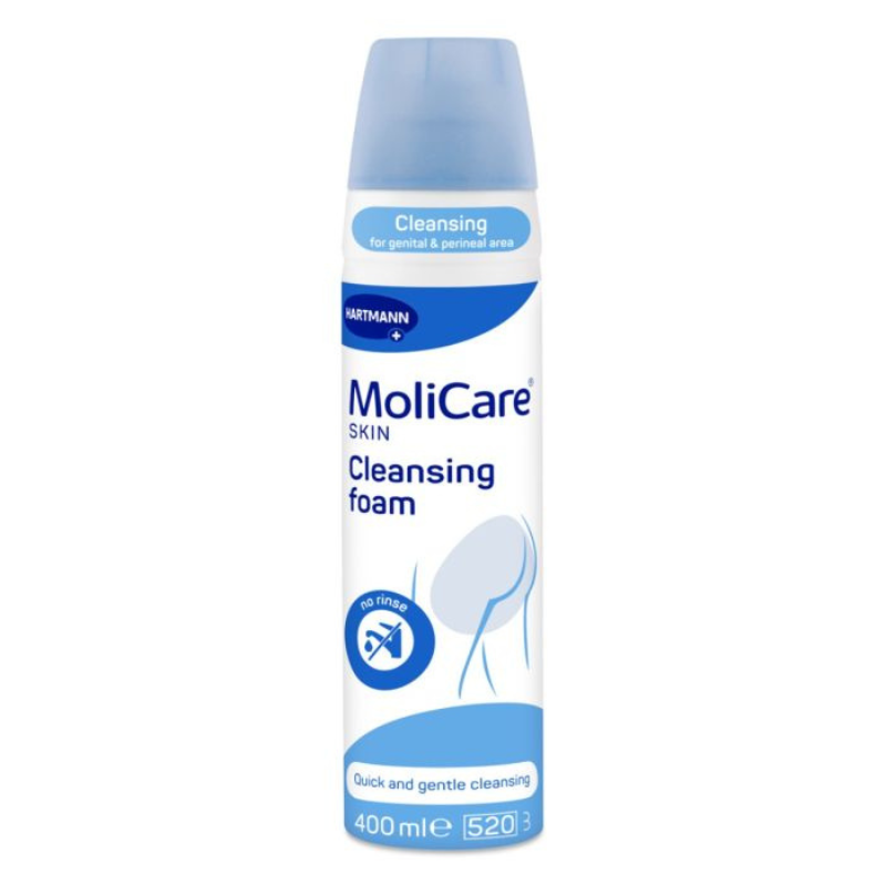 MoliCare cleansing foam bottle on a white background