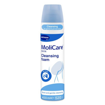 MoliCare cleansing foam bottle on a white background