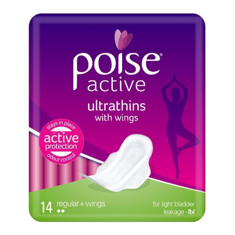 Poise active ultrathins with wings packaging on a white background