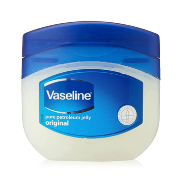 Vaseline pure petroleum jelly jar with blue lid on a white background