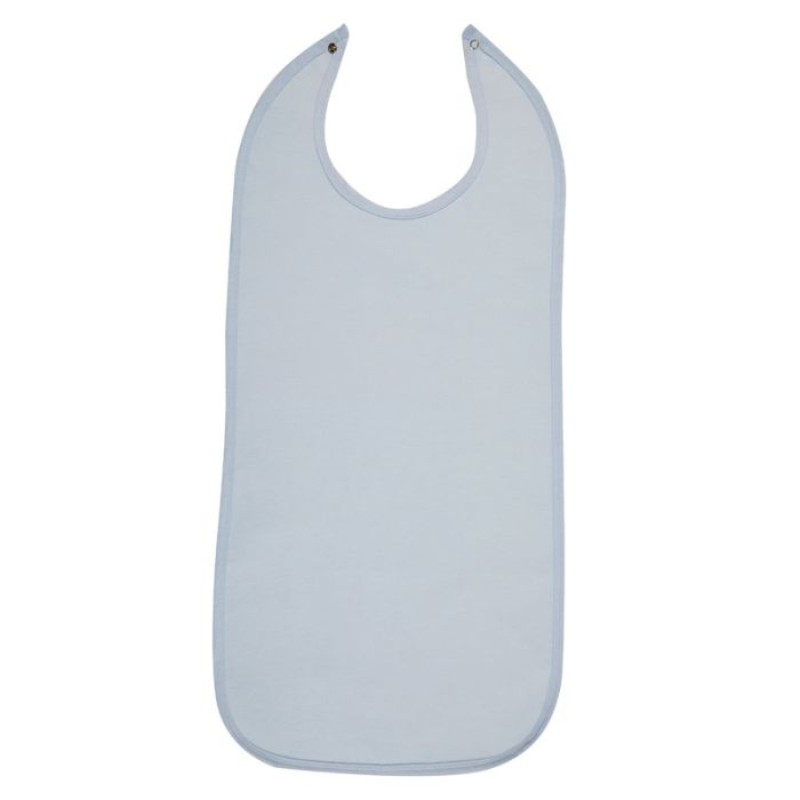 Plain light blue bib on a white background