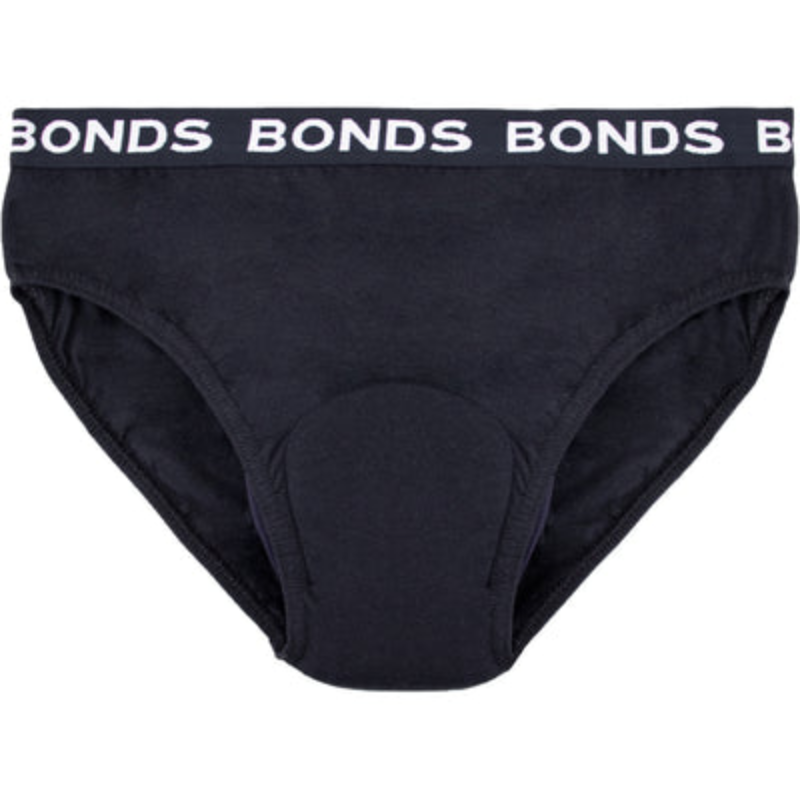 Black men's underwear with 'Bonds' branding on a white background