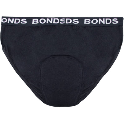 Black men's underwear with 'Bonds' branding on a white background