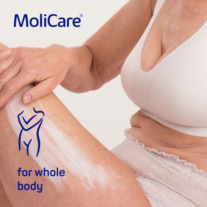 Molicare body lotion bottle on a white background