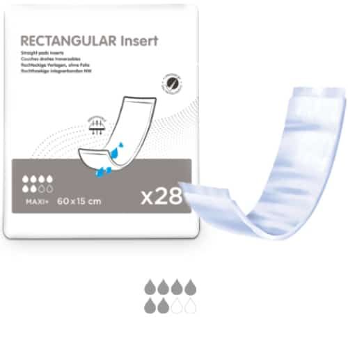 Rectangular insert packaging with a sample insert on a white background