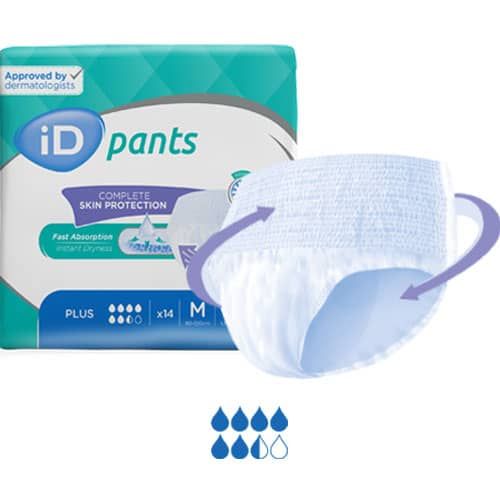 iD pants packaging with a sample diaper displayed on a white background
