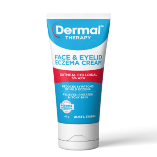 Dermal Therapy Face & Eyelid Eczema Cream packaging on a white background