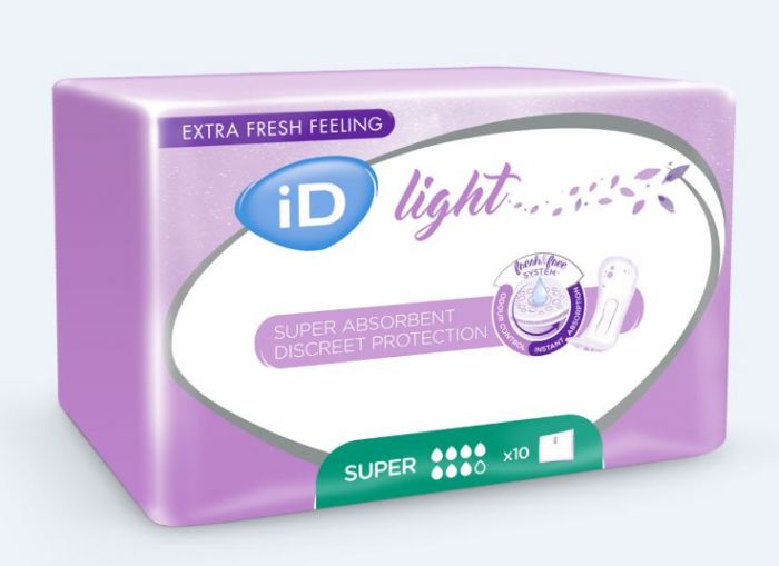 ID Light Advanced sanitary product packaging with a single pad on a white background