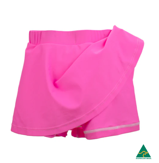 Pink skirt with a visible brand logo on a white background