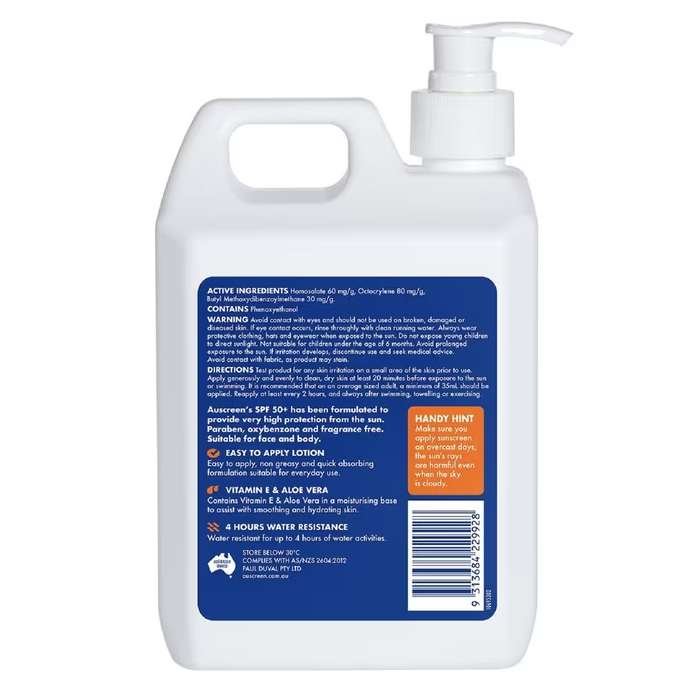 Sunscreen SPF 50+ 1 Litre Ultra Protect Auscreen 106973