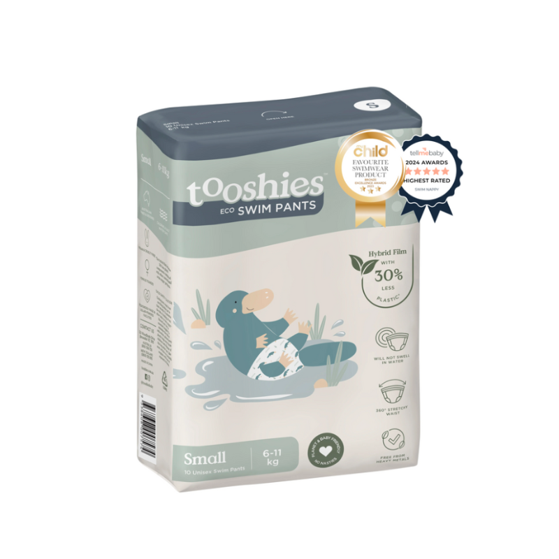 Box of tooshies eco swim pants on a white background